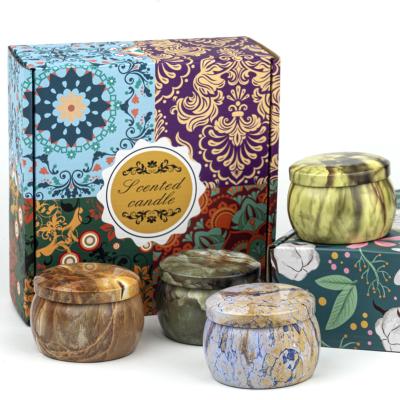 China Natural Home Fragrance Soy Jar Candles Multi Colors Tin Scented Candle 4.4oz Candle Set for sale