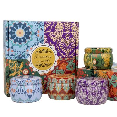 China Wedding Parties Lavender Sage Fragrance Soy Candle Set Tin Scented Candle for sale