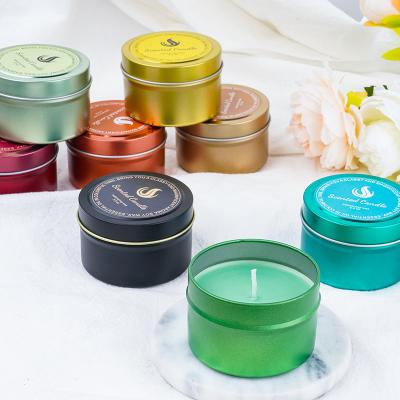 China Aroma Candle Soy Handmade Candles Scented Candle Colorful Tin Jars Gift Set for sale