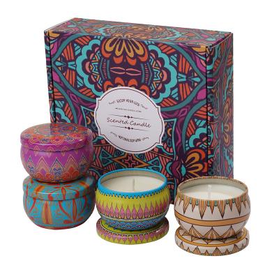 China Custom Natural Scented Soy Wax Candle Tin Scented Candle Aroma Wedding Gift Set for sale