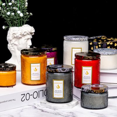 China Luxury Fragrance Glass Jar Scented Candle Custom Scented Candles Soy Wax In Glass Jar for sale