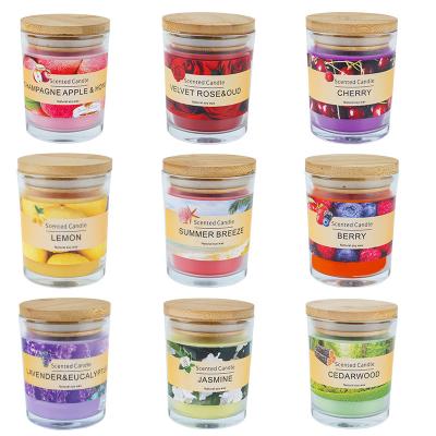 China Soy Wax Glass Jar Scented Candle Luxury Aromatherapy Candle In Transparent Glass Jar for sale