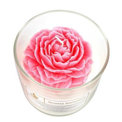 Chine Fêtes Bouteille en verre Bougie parfumée 3D Fleur Décoration de la maison Bougie parfumée Logo personnalisé à vendre