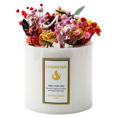 China Personalized Luxury Scented Candle Craft Candle With Dried Flowers And Soy Scent for sale