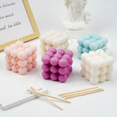 China Customized White Soy Rubix Cube Luxury Big Scented Bubble Candles for sale