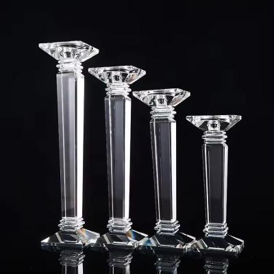 China Crystal Candle Sticks Wedding Table Decorations 56cm 54cm 52cm With Tube for sale