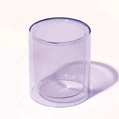 China Eco Friendly Colored Empty Christmas Candle Jar Borosilicate Luxury Double Wall For Candle for sale