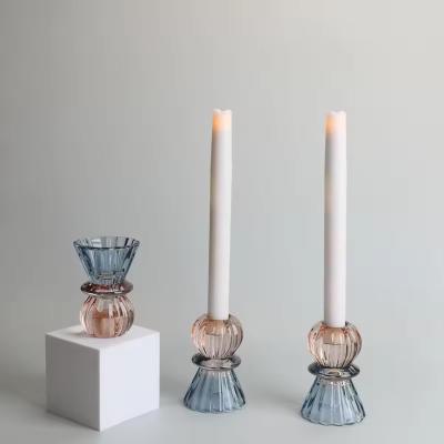 China Home Decor Kleurrijke hellingsbalk Kaarshouder Voor Conaper Glass Kaars Kerstmis Te koop