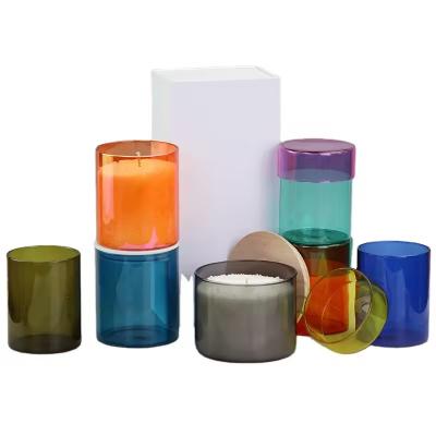 China 8oz To 14oz Luxury Unique Iridescent Empty Containers Glass Candle Jars With Lid for sale