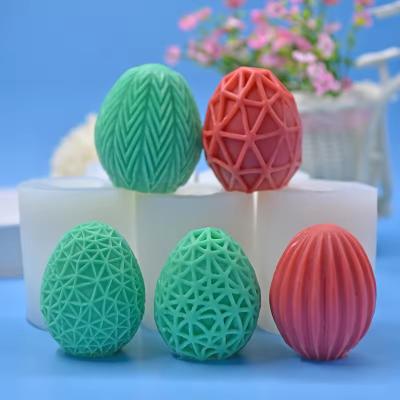 China 3D Easter Egg DIY Aromatherapy Candle Molds Egg Grid Vertical Wavy Cake Christmas Decoration for sale