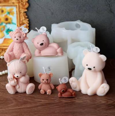 China Creative Bear Custom Silicone Candle Molds Cute 3D Bear Aromatherapy Plaster for sale