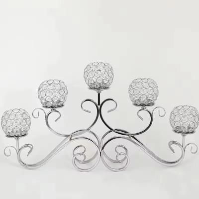 China Metal Crystal Candle Holder Christmas 5 Arms Europeans Candelabra for sale