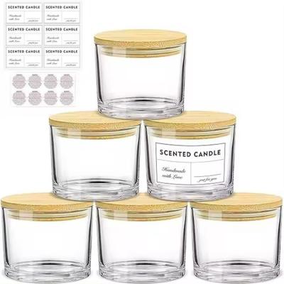 China Custom Private Label Candle Jars Clear Empty Glass Jar With Lid For Candle Making for sale