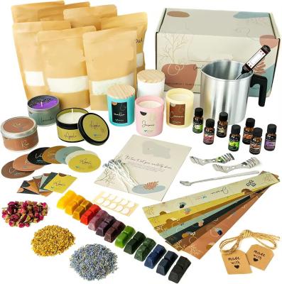 China Colored Candle Soy Wax Kit Include Wax Wicks Tins DIY Candle Making Kit for sale