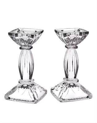 China 2 K9 cristal de vidrio hecho en casa Decoración de bodas Cristal Candlestick Holder en venta