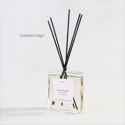 China Custom Private Natural Stick Transparent Glass Bottle Luxury Reed Diffuser With Gift Box for sale