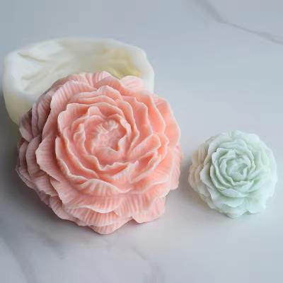 China Large XL 3D Peony Candle Silicone Candle Mold DIY Big Flower Scented for sale