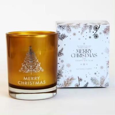 China Art Empty Glass Luxury Home Candle Holders Big Christmas Fragrance Soy Wax Tin Scented Candles for sale