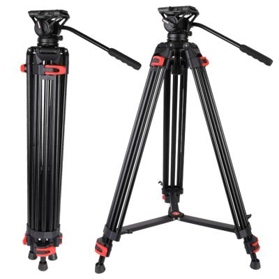 China Professional Heavy Duty Aluminum Video Tripod 1890mm Tripod 360 Degree Q5S Liquid Head With Carry Bag for sale