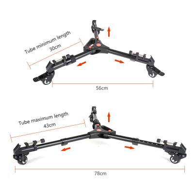 China Cinema Photographic Universal Adjustable Heavy Duty Camera Tripod Dolly Pulley Bearing Wheel for sale