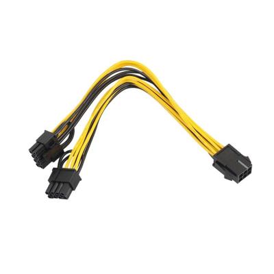 China 2021 Hot Sales 6pin Computer PCI Express To Dual PCIe 8 6+2 Pin Graphics Video Card PCI-e VGA Hub Splitter Hub Power Cable for sale