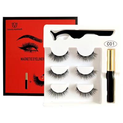 China Wholesale 3d magnet eyelashes natural and comfortable cheap prices magnetic eyelashes 5 magnets with eyeliner for sale