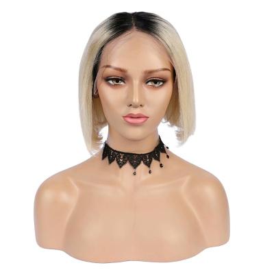 China No Tangle No Shedding Wholesale 10 Inch Lead Wig 1B 613 Short Hair Lead Wigs Pre Pluck 613 Lead With Black Roots for sale