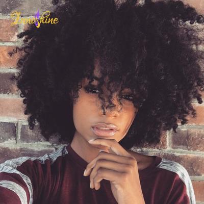 China Kinky Curl 10 Inch Virgin Silk Top Lace Wigs Short Brazilian Kinky Curly Full Hair Wigs for sale