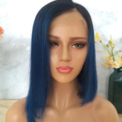 China No Tangle No Shedding Silk Straight Blue Blue Lead Wig Hair Wig 150 Density Dark Blue Short for sale