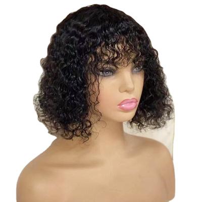 China Machine Made Peruvian Hair Wigs Machine Made Curly STRAIGHT Bangs Hair Bangs Lead Curly Wigs Shape Peruvian Hair Wig With Bangs for sale