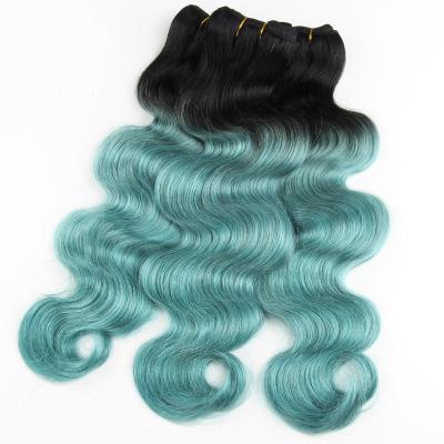 China Look Cheap Price 1B Body Wave Light Green Hair Natural Ombre Weaving Black To Light Green Hair Bundles for sale