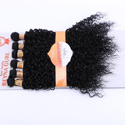 China No Tangle No Shedding 6pcs/pack Two Bundle Heat Resistant Heat Resistant Synthetic Curly Hair Weft Full Tone Curly Synthetic Hair Bundles for sale