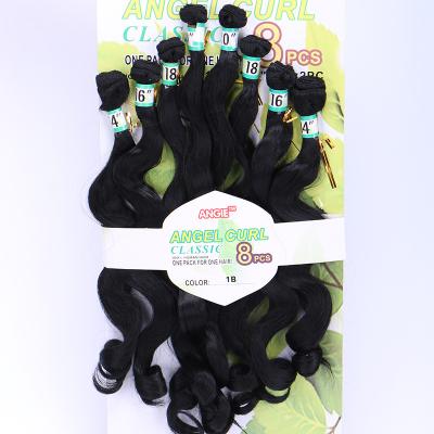 China Body Wave Price Synthetic Hair Body Weave Hair Weft Loose Cheap Black Wavy Synthetic Full Wave Head 8pcs/set for sale