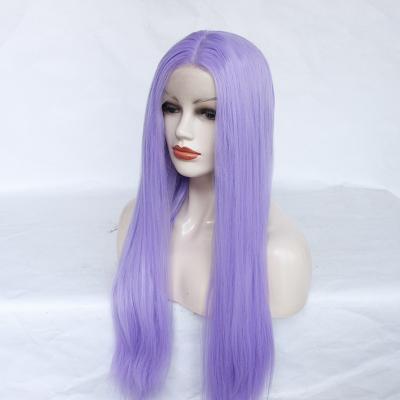 China Long Ppurple Lace Festival Straight Wig Heat Resistant Purple Cosplay Wig for sale