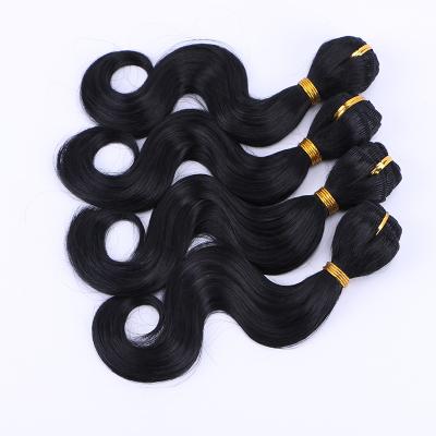 China No Tangle Non Shedding Cheap Prices 8inch Hair Full Head Body Wave Synthetic Heat Resistant Fiber Hair Weave 1B Weft for sale