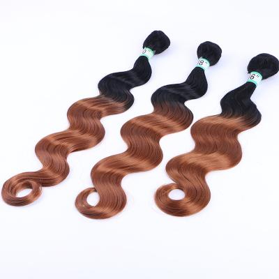 China 2018 Fashions 1B Body Wave Heat Resistant Brown Synthetic Hair Ombre Honey Brown Wavy Synthetic Hair Wefting for sale