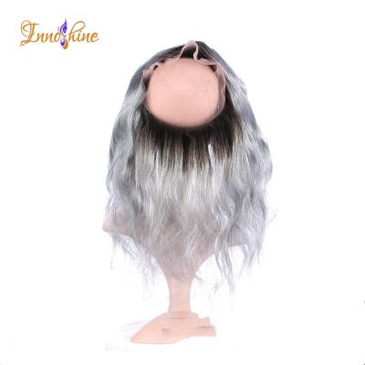 China Wholesale Price 1B Durable Gray 360 Lace Frontal Closure Black Ombre Gray Ear To Ear 360 Frontal Closure for sale