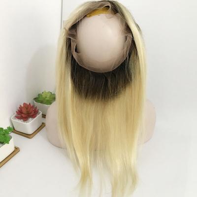 China 360 Blonde 360 ​​Lace Frontal Closure 1B 613 Human Hair 360 Ombre Straight Silk Soft High Quality Soft Closure for sale