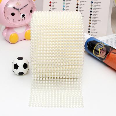 China Durable Fashion Plastic 18 Rows Semi-Circular Pearls Mesh Trimming For Wedding Ribbon Hair Accessories Decorations for sale