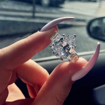 China Luxury CLASSIC Ring Cubic Zirconia Crystal Stone Ring Wedding Bands Promise Love Female Engagement Rings for Women for sale