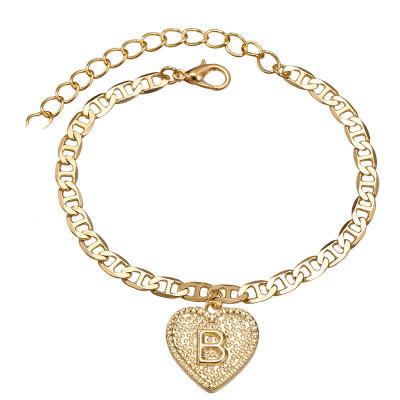 China 2021 Fashion Cute Beach Jewelry Bracelet Anklet Gold Plated A-Z 26 Letter Initial Minimalist Crystal Anklet for sale