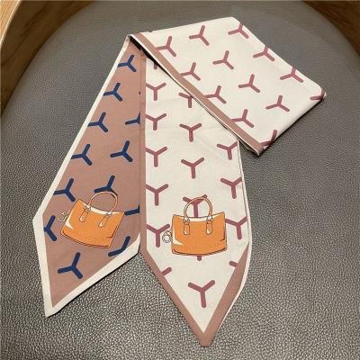 China Hot Sale Fashionable Satin Scarf Silk Hair Scrunchies Fashion Retro Print Scrunchies Women Tie Hair Hair Accessories for sale