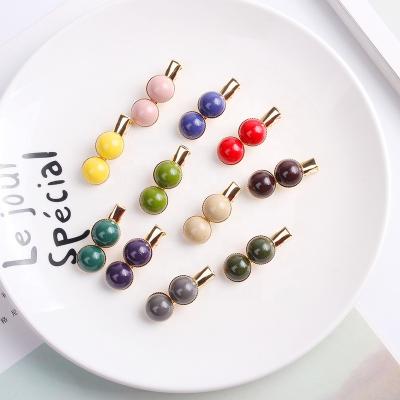 China 2020 Fashionable Temperament Korean Children Bead Mini Hair Clips Candy Color Acrylic Ball Hairpin Alloy Platypus Hair Accessories for sale