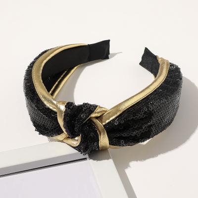 China Fashionable Women Fish-scale Gold Border Solid Color Hair Circle Girls Sweet Headband for sale