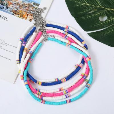 China Romantic Bohemian Necklace Handmade Friendship Knit Rainbow Wand Disc Bead Women Weaving Stackable Necklace for sale