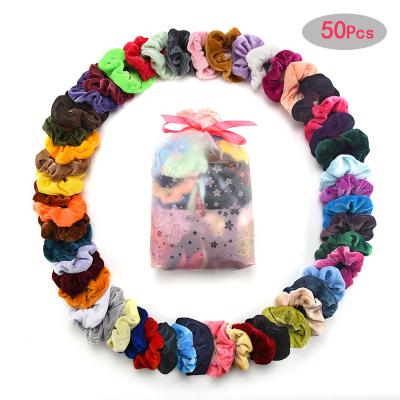 China Factory Popular Pleuche Fabric Velvet Elastic Hair Bands Hair Scrunchies For Girl for sale