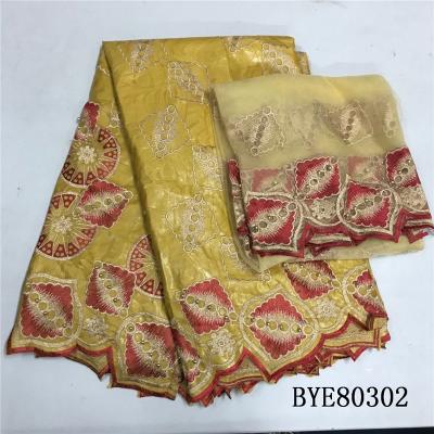 China Other style hot selling African brocade lace fabric BYE80302 with elegant embroidery and beading design fabric for sale