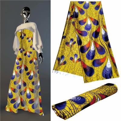 China From DSC80680-African Nigerian Pattern Digital Printed Shrink-Resistant Wax Fabric Design Soft Silk Fabric For Lady Dress for sale