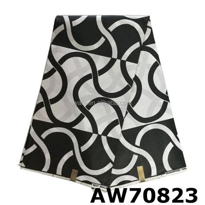 China 100% African black and white Ankara angelina wax print dashiki fabric anti-static cotton wax fabric for dressing AW70823 for sale