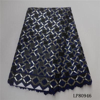 China Swiss Voile LP80946 Sustainable Lace 2018 High Quality Lace With Sequins In Switzerland 100% Cotton Lace Fabric for sale